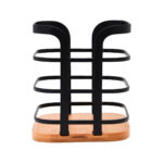 ESTIA ΘΗΚΗ ΓΙΑ ΚΟΥΤΑΛΕΣ BAMBOO ΜΕΤΑΛΛΙΚΗ 12x12x14.5cm ΜΑΥΡΗ - Image 2