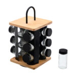 ESTIA ΒΑΣΗ ΜΠΑΧΑΡΙΚΩΝ BAMBOO ESSENTIALS ΜΕ 12 ΓΥΑΛΙΝΑ ΔΟΧΕΙΑ ΠΕΡΙΣΤΡΕΦΟΜΕΝΗ ΜΑΥΡΗ - Image 3