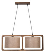 Φωτιστικό Πολύφωτο 2φ Ξύλο/Αμπαζούρ μόκα Ε27