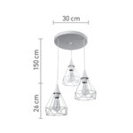 InLight Κρεμαστό φωτιστικό από λευκό μέταλλο 3XE27 D:30cm (4024-3-WH-ROSETTE) - Image 2