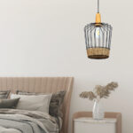 InLight Κρεμαστό φωτιστικό από μαύρο μέταλλο, σχοινί και ξύλο 1XE27 D:26cm (4025-Α) - Image 2