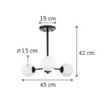 InLight Κρεμαστό φωτιστικό από μαύρο μέταλλο και λευκή οπαλίνα 3XG9 D:45cm (5315-3) - Image 3