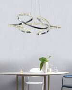 InLight Κρεμαστό φωτιστικό LED 85W 4000K από χρώμιο αλουμίνιο και κρύσταλλα D:60cm (6181-Χρώμιο) - Image 4