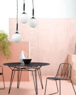 InLight Κρεμαστό φωτιστικό από μαύρο μέταλλο και λευκή οπαλίνα 3XG9 D:30cm (4514-3 ΡΟΖΕΤΑ) - Image 2