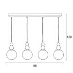 Φωτιστικό Πολύφωτο 4φ Μέταλλο/Γυαλί Ε27 - Image 2