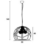 Φωτιστικό πλέγμα μέταλλο γραφίτης Ε27 Φ50 3φ - Image 2
