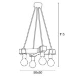 Φωτιστικό Πολύφωτο 4φ Ξύλο/Σχοινί Ε27 - Image 3