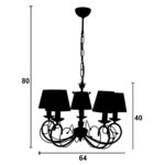 Φωτιστικό Πολύφωτο 5φ Μέταλλο κρεμ/ Πατίνα χρυσή με αμπαζούρ Ε14 - Image 2