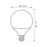 Λαμπτηρας LED 18W E27 GLOBO F120 3000K 2000L 3632 - Image 2