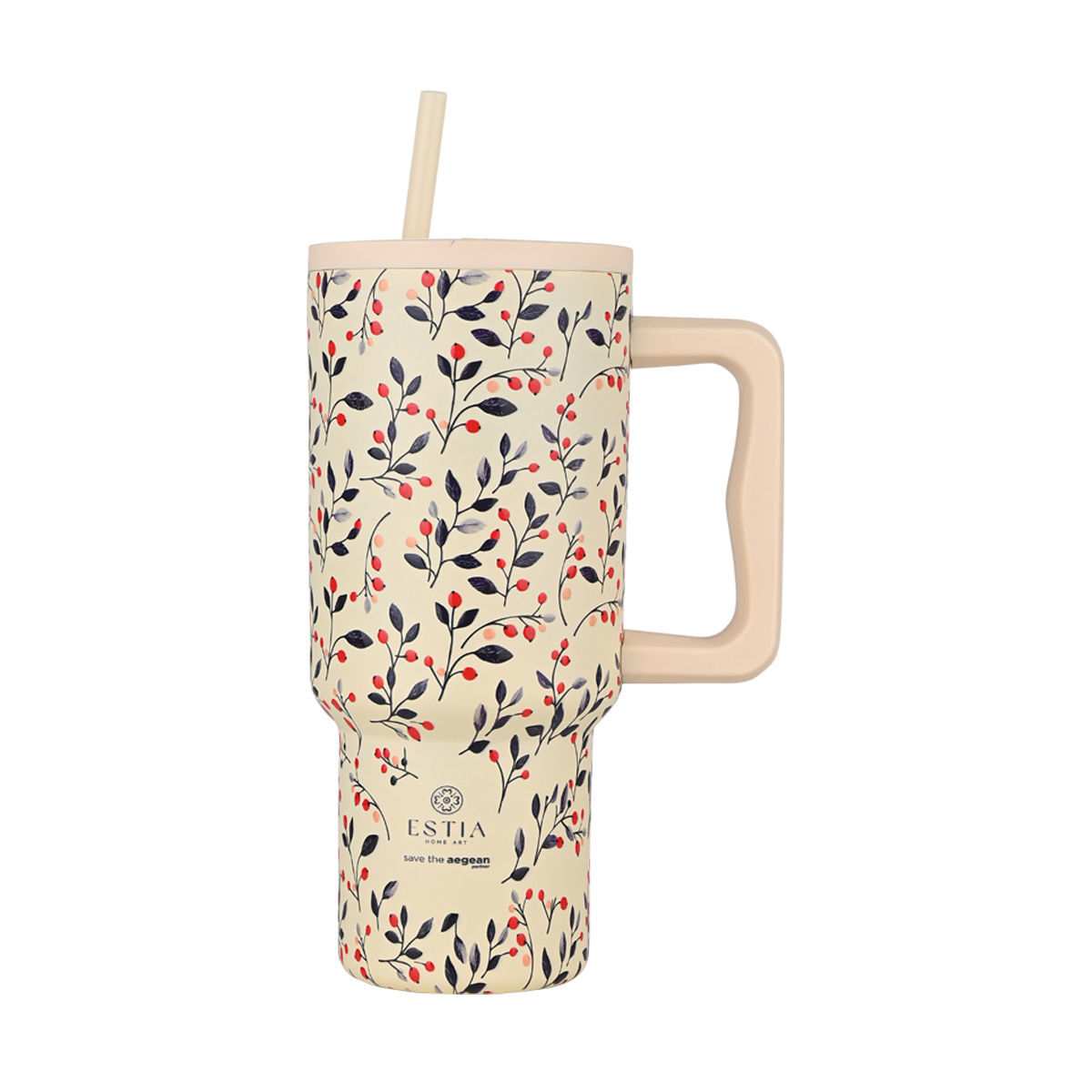 0015110_-straw-tumbler-xl-save-the-aegean-900ml-bloom-beige ΘΕΡΜΟΣ STRAW TUMBLER XL SAVE THE AEGEAN 900ml BLOOM BEIGE 01-35181 - Image 1