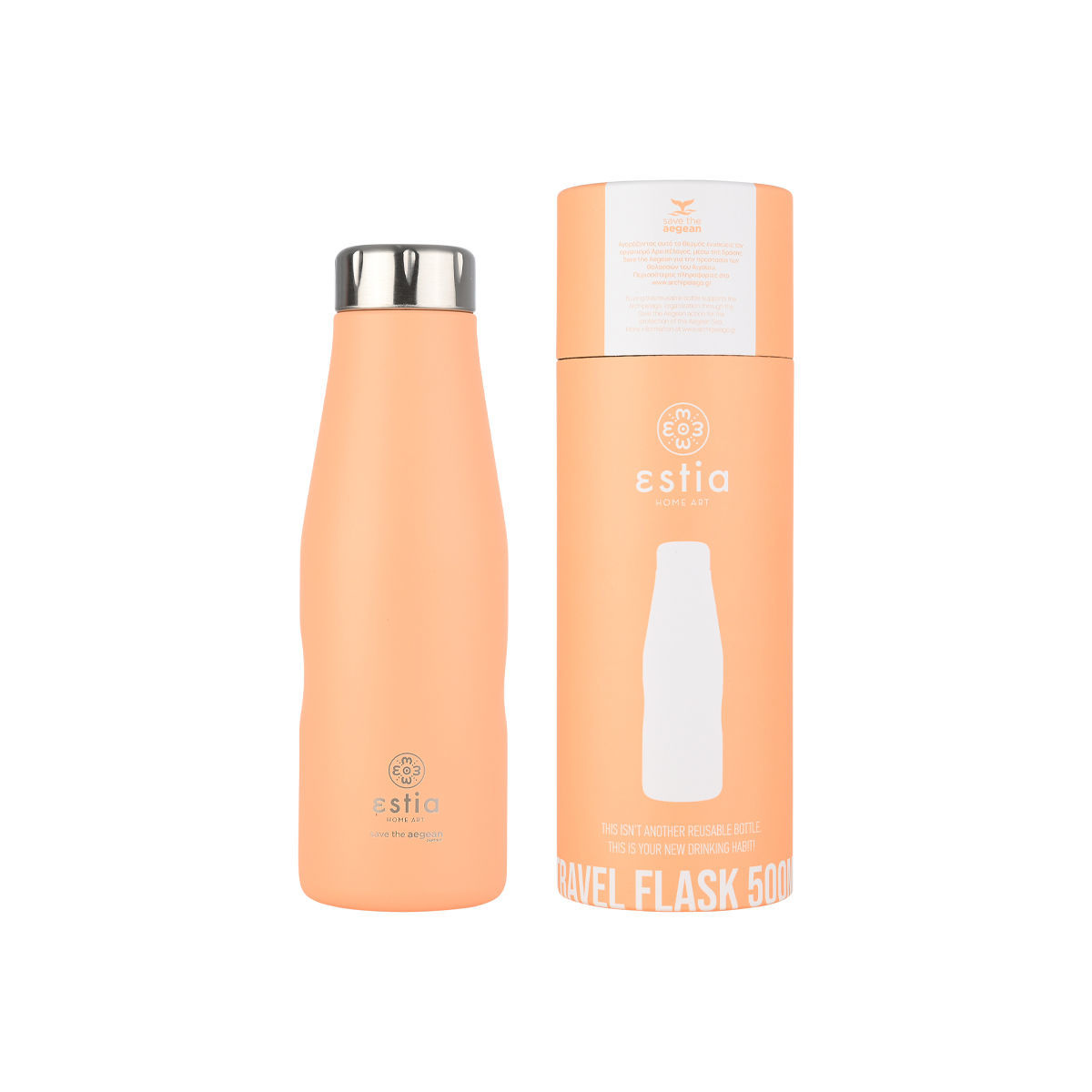 0011347_-travel-flask-save-the-aegean-500ml-peach-fuzz ΘΕΡΜΟΣ TRAVEL FLASK SAVE THE AEGEAN 500ml PEACH FUZZ 01-23447 - Image 1